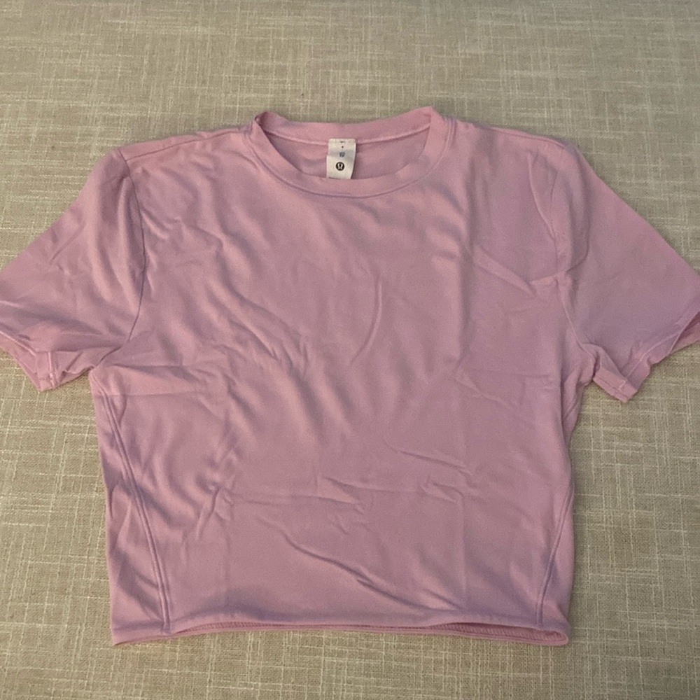 LULULEMON Wundermost Cropped Tshirt, Size XS, Pink